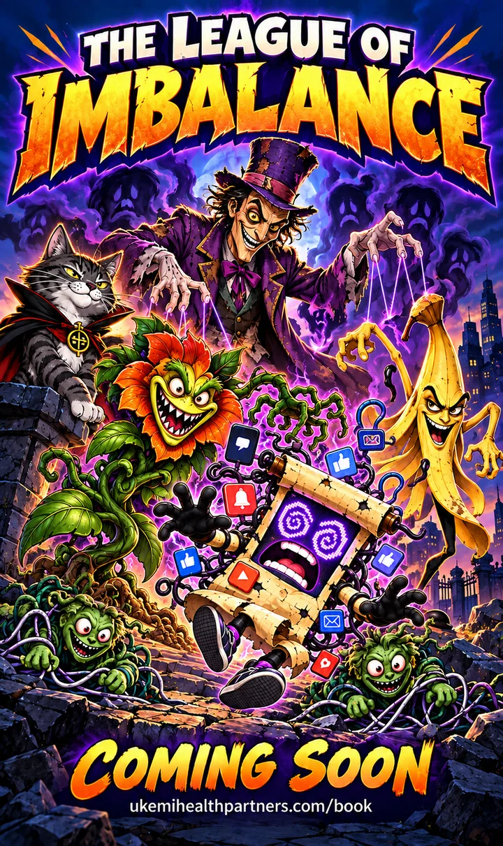 The colorful League of Imbalance villains with Face Plant